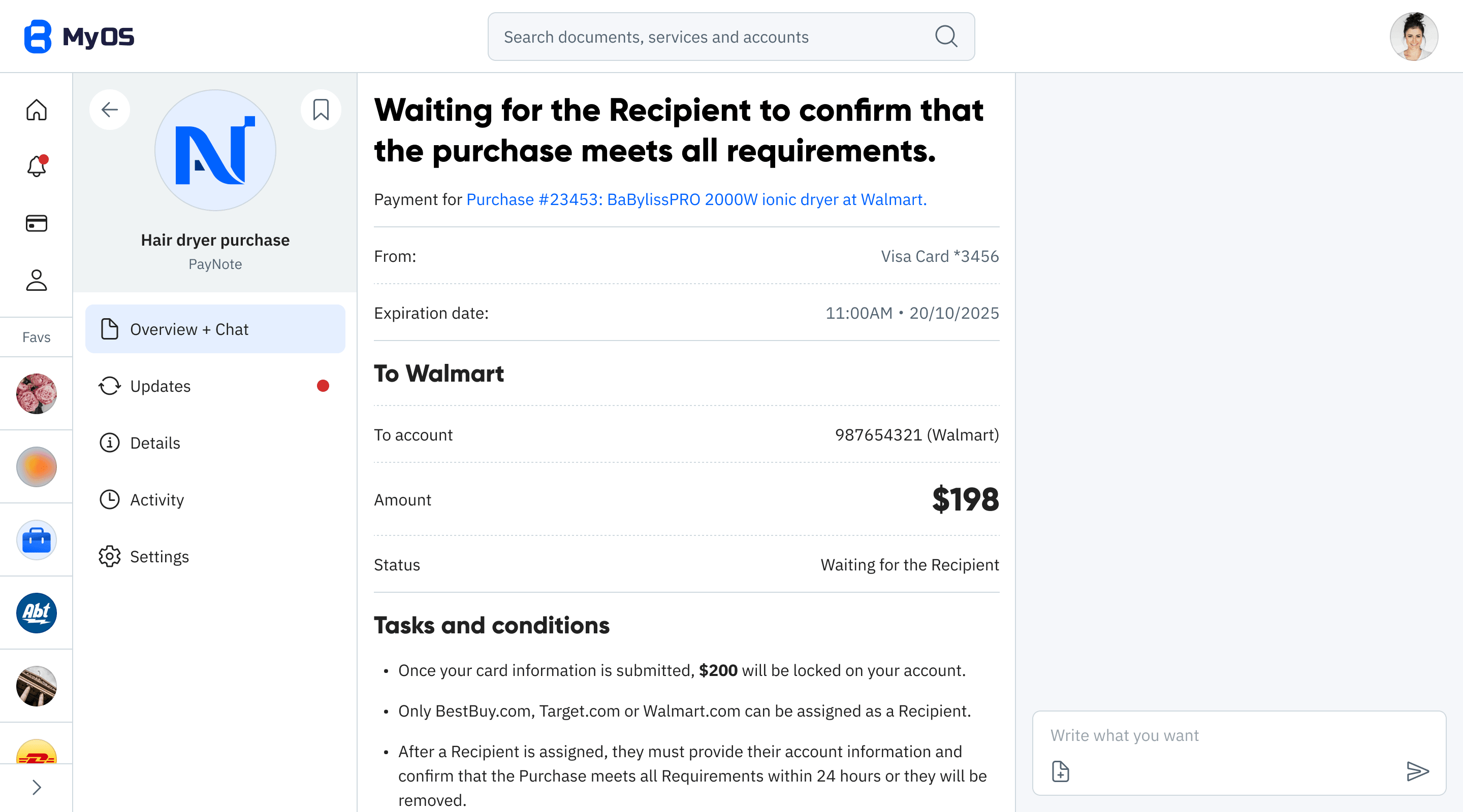 PayNote interface screenshot